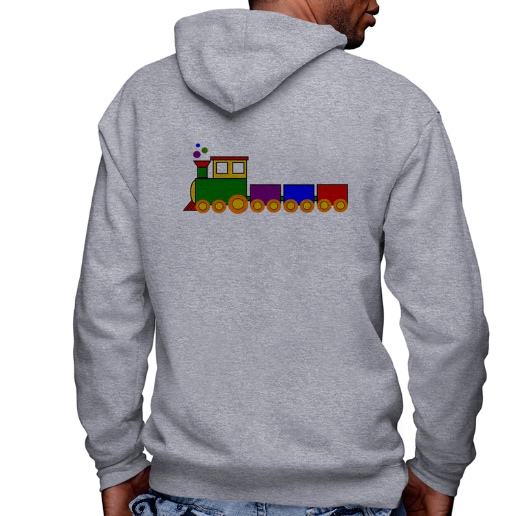 Blusa Moletom Trenzinho Colorido Masculina com Capuz e Zíper - Mescla