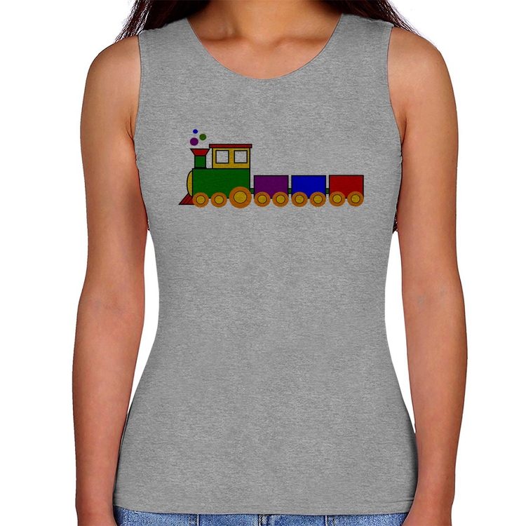 Regata Feminina Trenzinho Colorido - Cinza