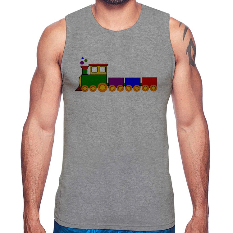 Regata Trenzinho Colorido - Cinza