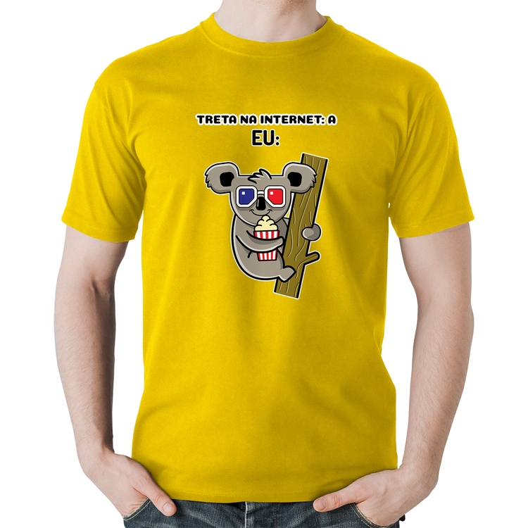 Camiseta Algodão Treta na internet: A - Amarela