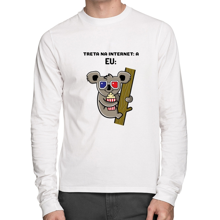 Camiseta Algodão Treta na internet: A Manga Longa - Branca
