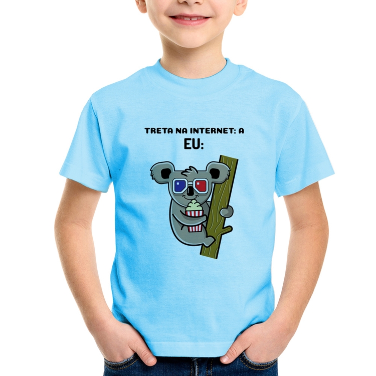 Camiseta Infantil Treta na internet: A - Azul Bebê