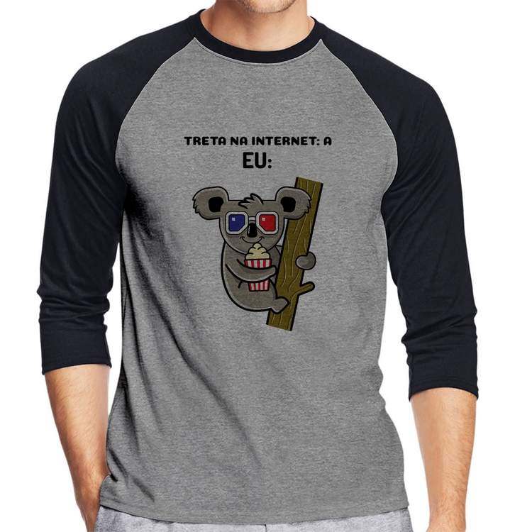 Camiseta Raglan Treta na internet: A Manga 3/4 - Cinza/Preto