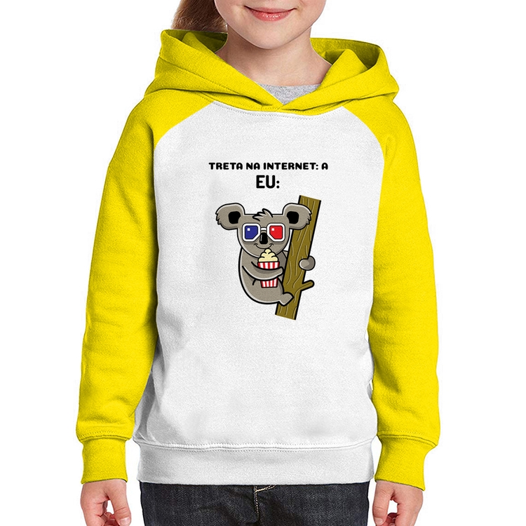 Moletom Infantil Treta na internet: A - Branco/Amarelo