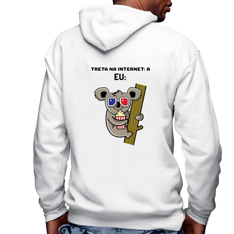 Blusa Moletom Treta na internet: A Masculina com Capuz e Zíper - Branca