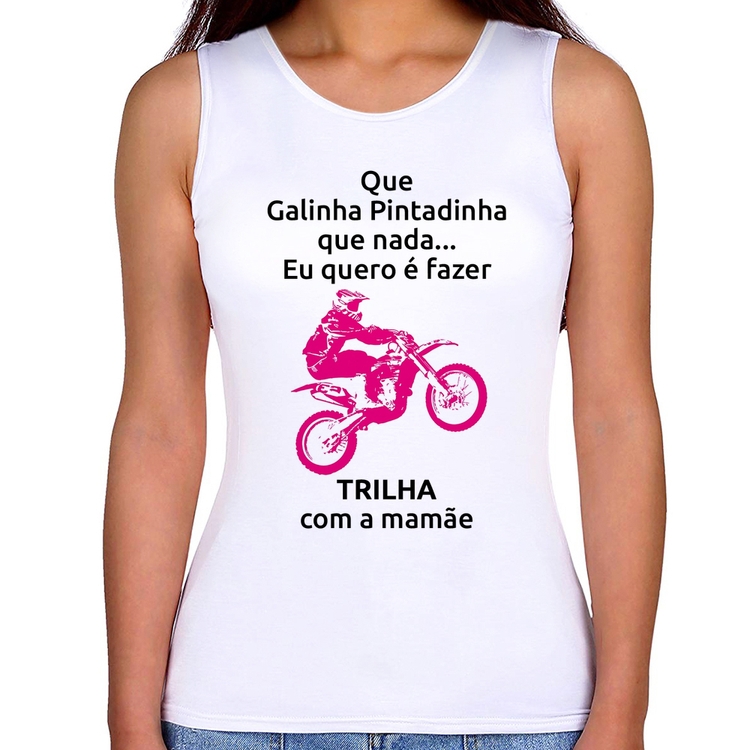 Regata Feminina Trilha com a mamãe (moto rosa)