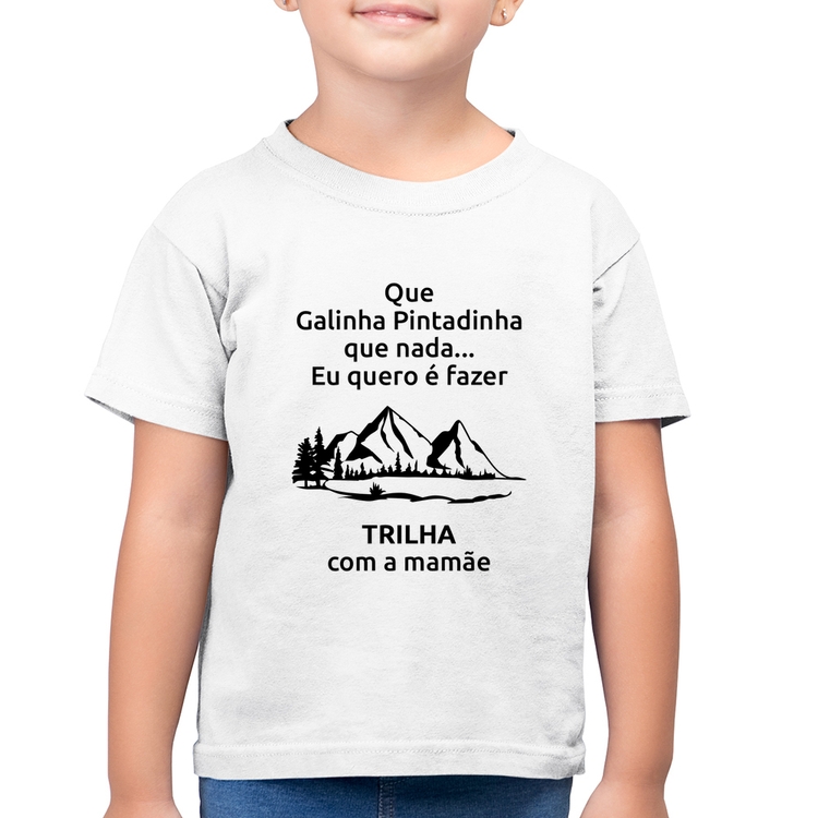 Camiseta Algodão Infantil Trilha com a mamãe Trekking - Branca