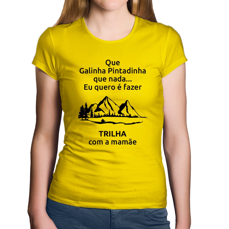 Baby Look Algodão Trilha com a mamãe Trekking - Amarela