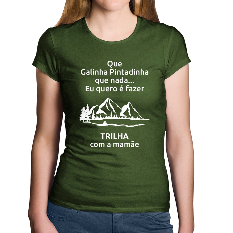 Baby Look Algodão Trilha com a mamãe Trekking - Musgo