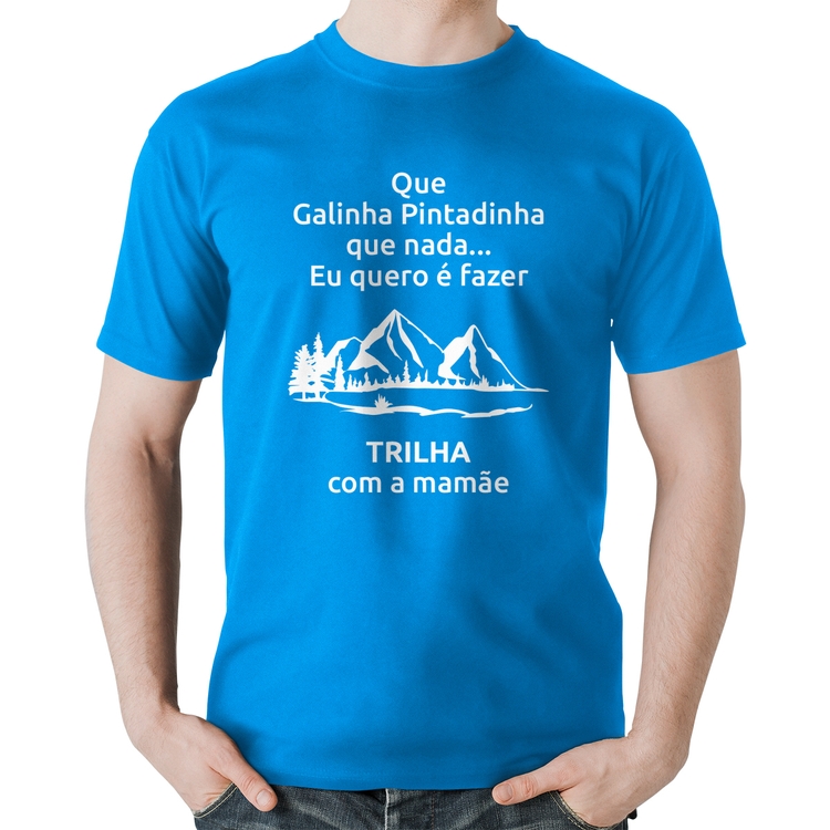 Camiseta Algodão Trilha com a mamãe Trekking - Azul