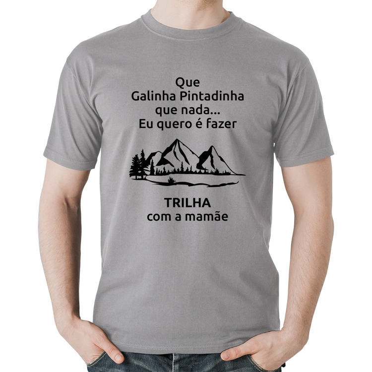 Camiseta Algodão Trilha com a mamãe Trekking - Cinza