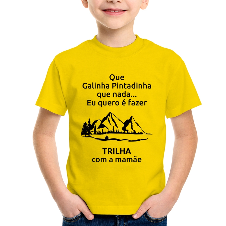 Camiseta Infantil Trilha com a mamãe Trekking - Amarela