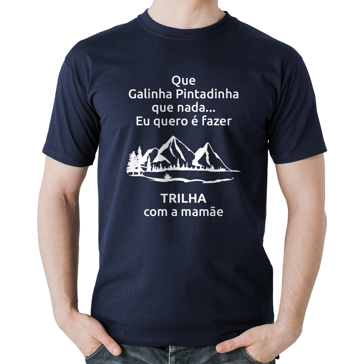 Camiseta Algodão Trilha com a mamãe Trekking - Marinho