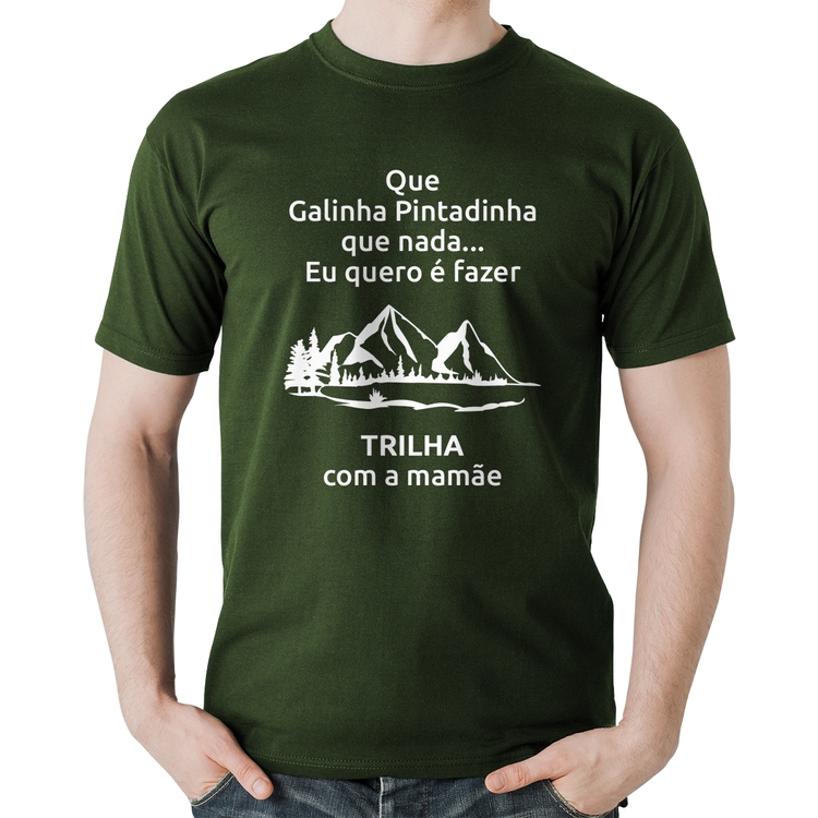 Camiseta Algodão Trilha com a mamãe Trekking - Musgo