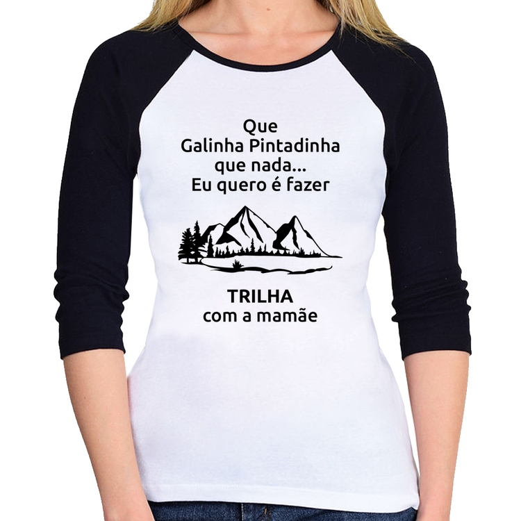 Baby Look Raglan Trilha com a mamãe Trekking Manga 3/4
