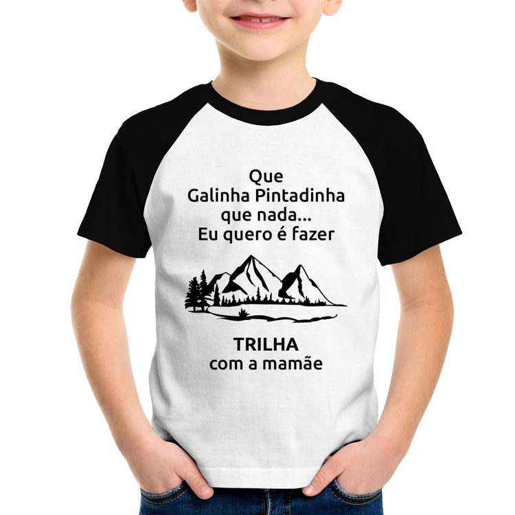 Camiseta Raglan Infantil Trilha com a mamãe Trekking
