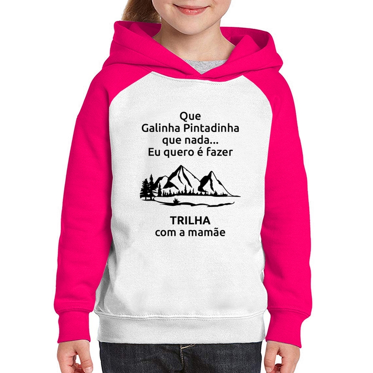 Moletom Infantil Trilha com a mamãe Trekking - Branco/Rosa