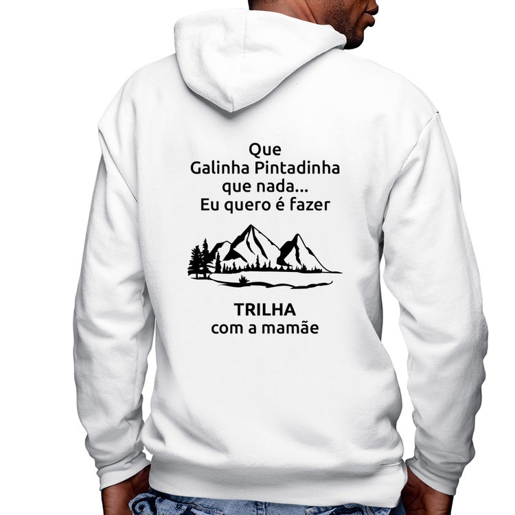 Blusa Moletom Trilha com a mamãe Trekking Masculina com Capuz e Zíper - Branca