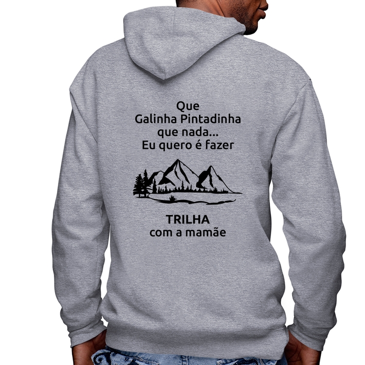 Blusa Moletom Trilha com a mamãe Trekking Masculina com Capuz e Zíper - Mescla