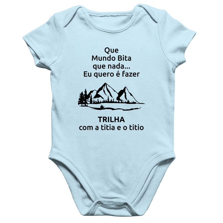 Body Bebê Algodão Trilha com a titia e o titio Trekking - Azul Bebê