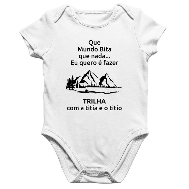 Body Bebê Algodão Trilha com a titia e o titio Trekking - Branco