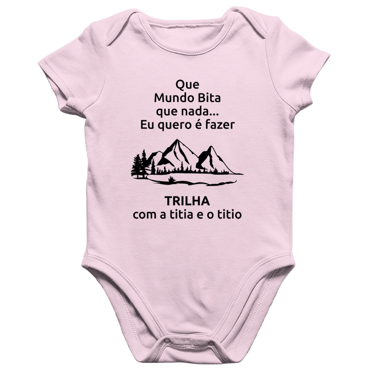 Body Bebê Algodão Trilha com a titia e o titio Trekking - Rosa Bebê