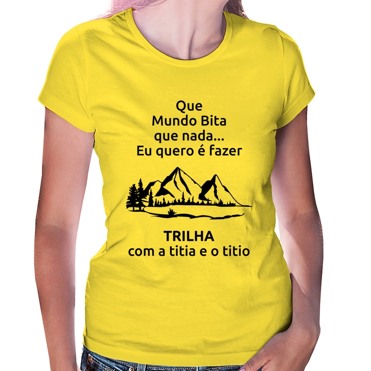 Baby Look Trilha com a titia e o titio Trekking - Amarela