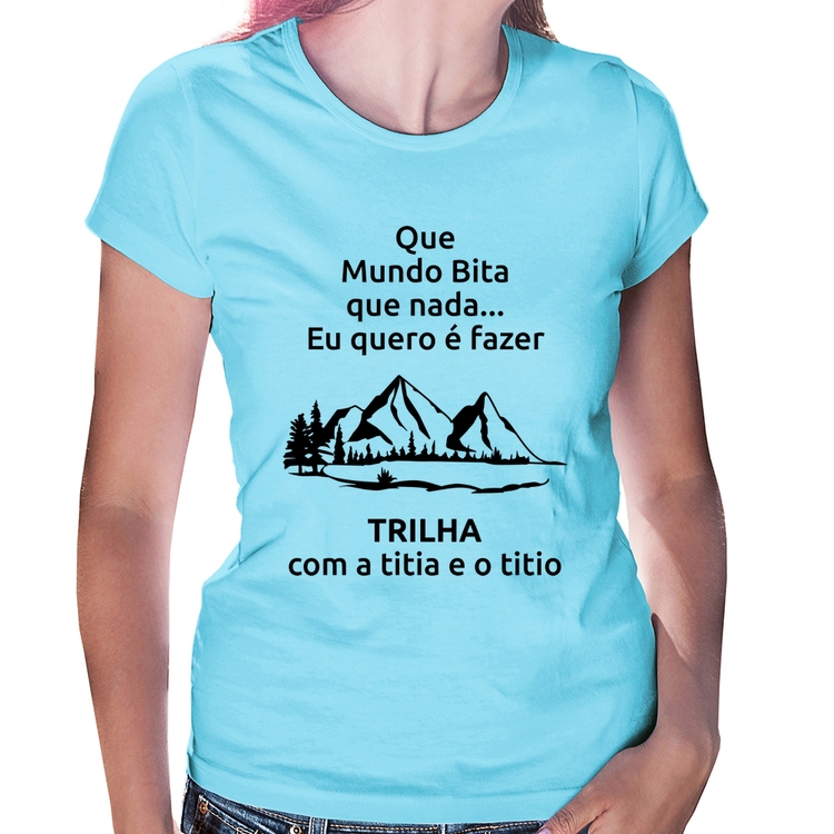 Baby Look Trilha com a titia e o titio Trekking - Azul Bebê