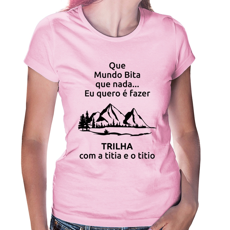 Baby Look Trilha com a titia e o titio Trekking - Rosa Bebê