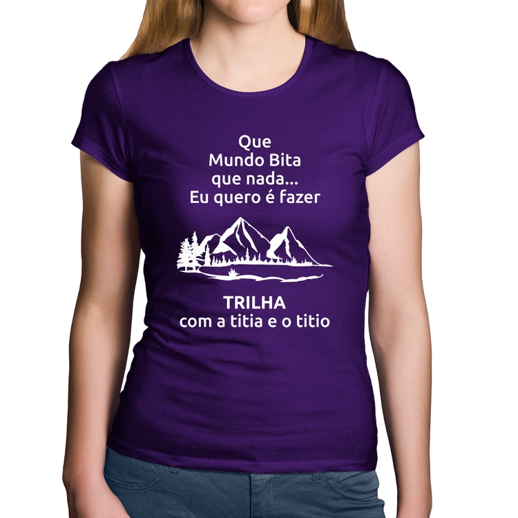 Baby Look Algodão Trilha com a titia e o titio Trekking - Roxa