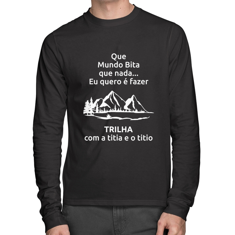 Camiseta Algodão Trilha com a titia e o titio Trekking Manga Longa