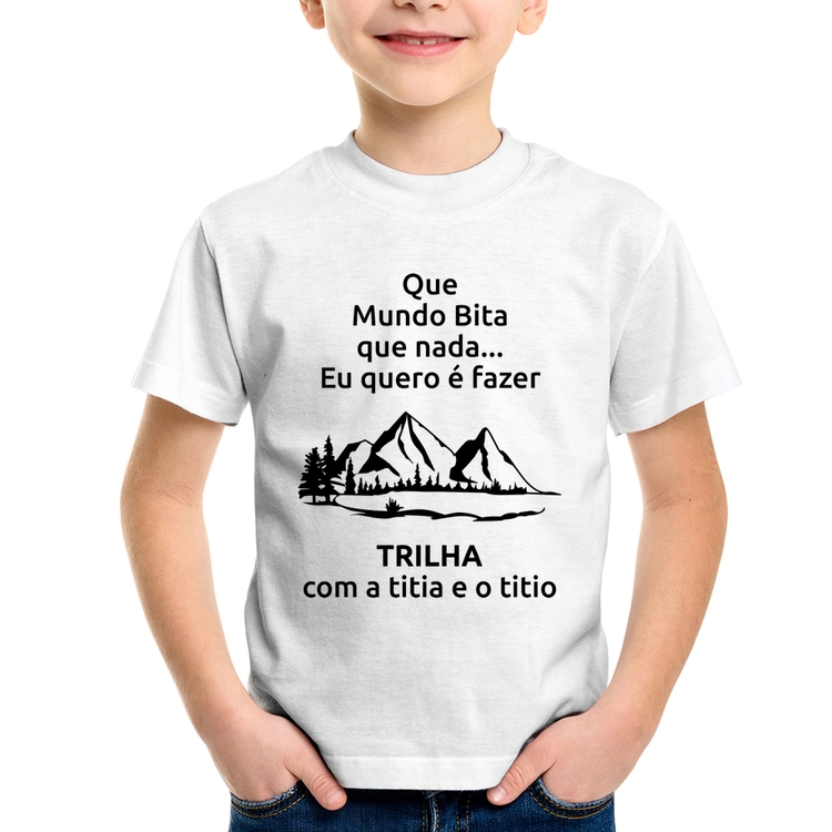 Camiseta Infantil Trilha com a titia e o titio Trekking