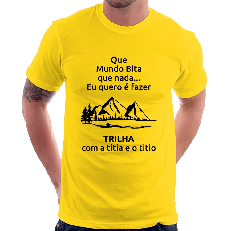 Camiseta Trilha com a titia e o titio Trekking - Amarela