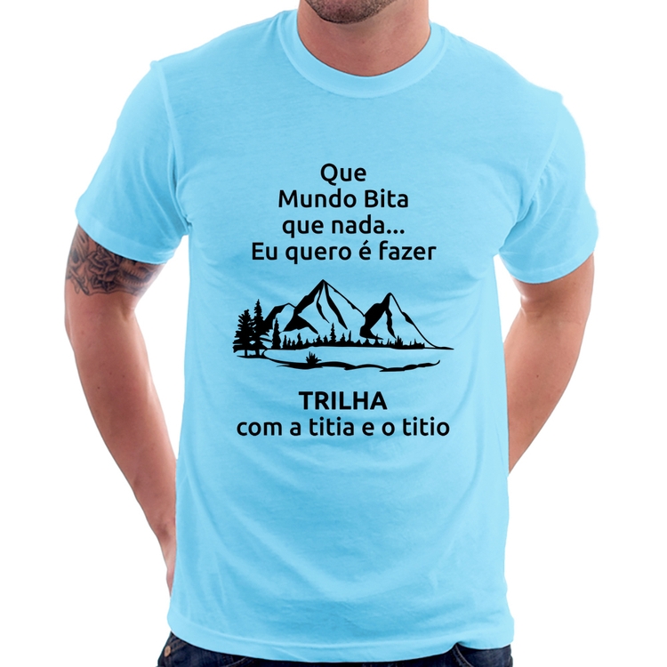 Camiseta Trilha com a titia e o titio Trekking - Azul Bebê