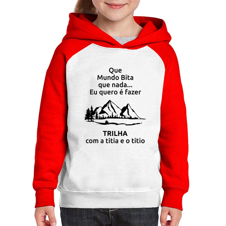 Moletom Infantil Trilha com a titia e o titio Trekking - Branco/Vermelho