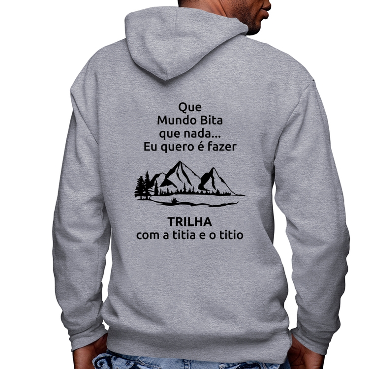 Blusa Moletom Trilha com a titia e o titio Trekking Masculina com Capuz e Zíper - Mescla