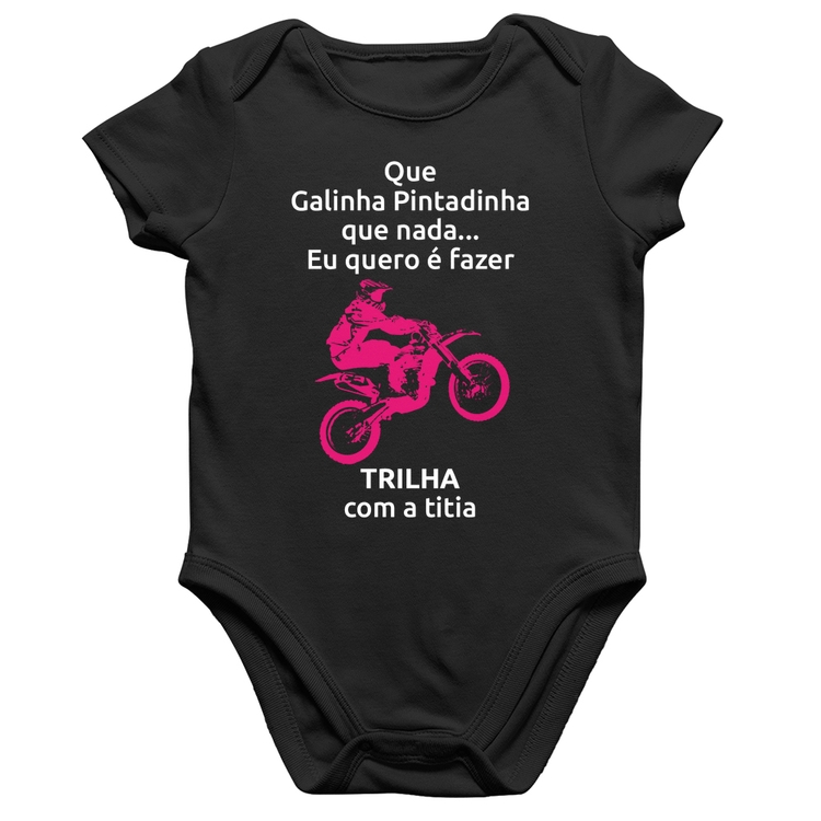 Body Bebê Algodão Trilha com a titia (moto rosa)