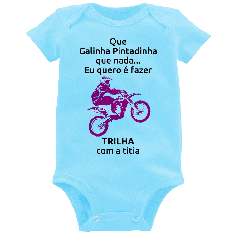 Body Bebê Trilha com a titia (moto rosa) - Azul Bebê