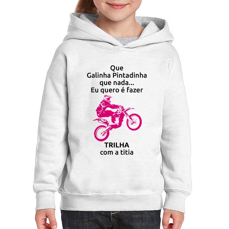 Moletom Infantil Trilha com a titia (moto rosa)