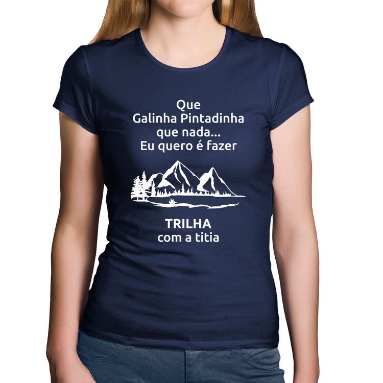 Baby Look Algodão Trilha com a titia Trekking - Marinho