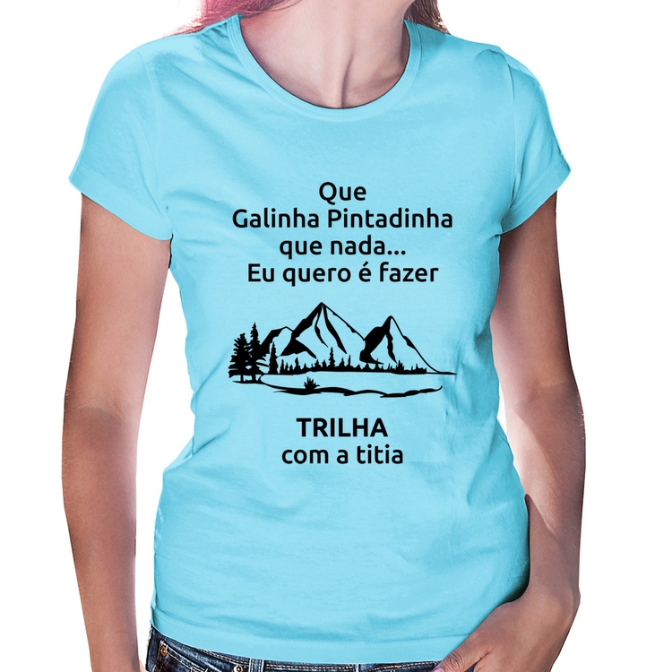 Baby Look Trilha com a titia Trekking - Azul Bebê