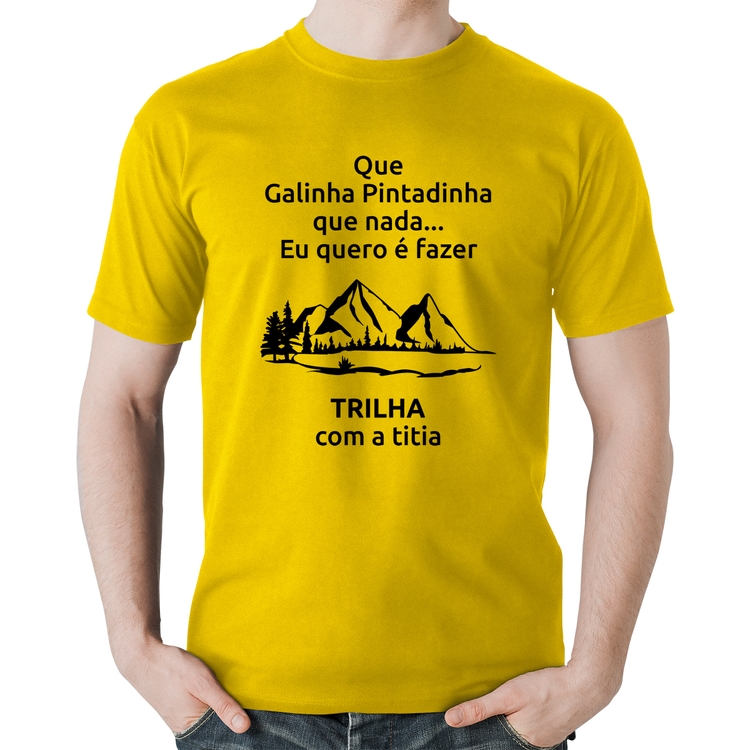 Camiseta Algodão Trilha com a titia Trekking - Amarela