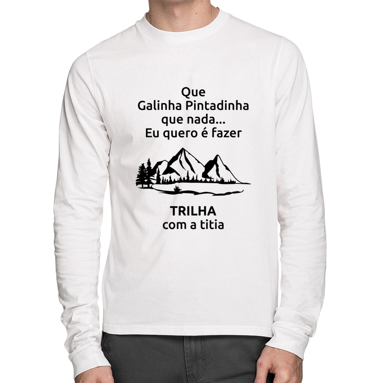 Camiseta Algodão Trilha com a titia Trekking Manga Longa - Branca