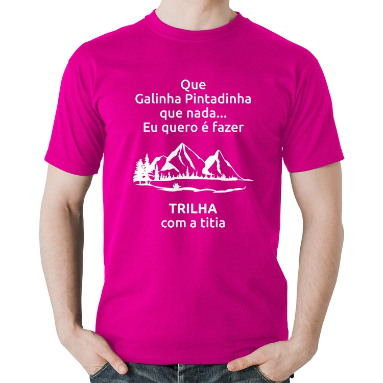 Camiseta Algodão Trilha com a titia Trekking - Rosa