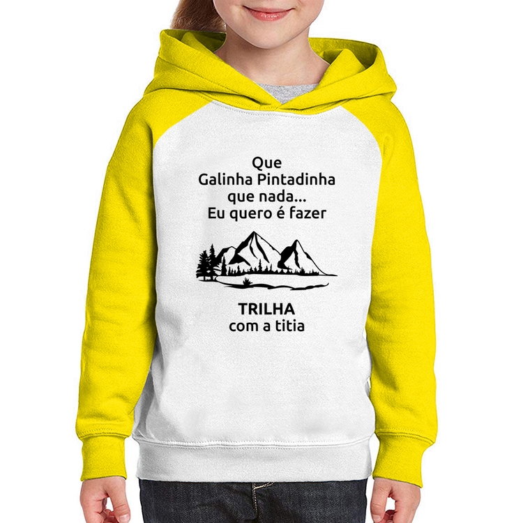 Moletom Infantil Trilha com a titia Trekking - Branco/Amarelo