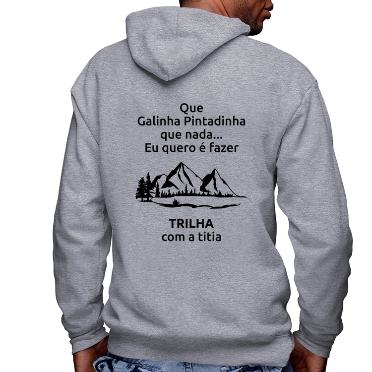 Blusa Moletom Trilha com a titia Trekking Masculina com Capuz e Zíper - Mescla
