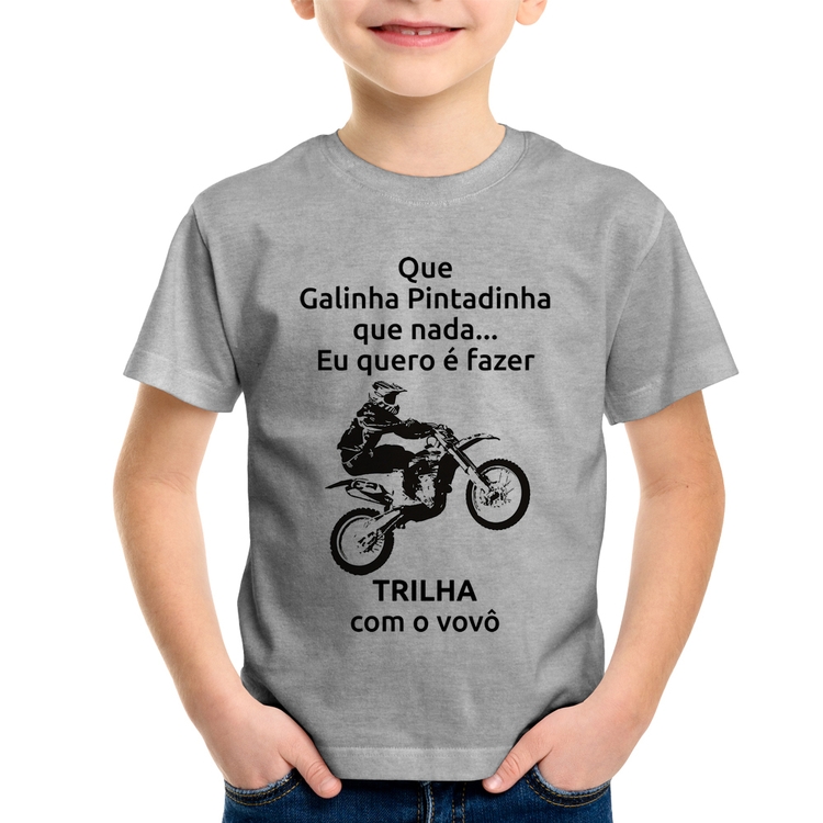 Camiseta Infantil Trilha com o vovô - Cinza