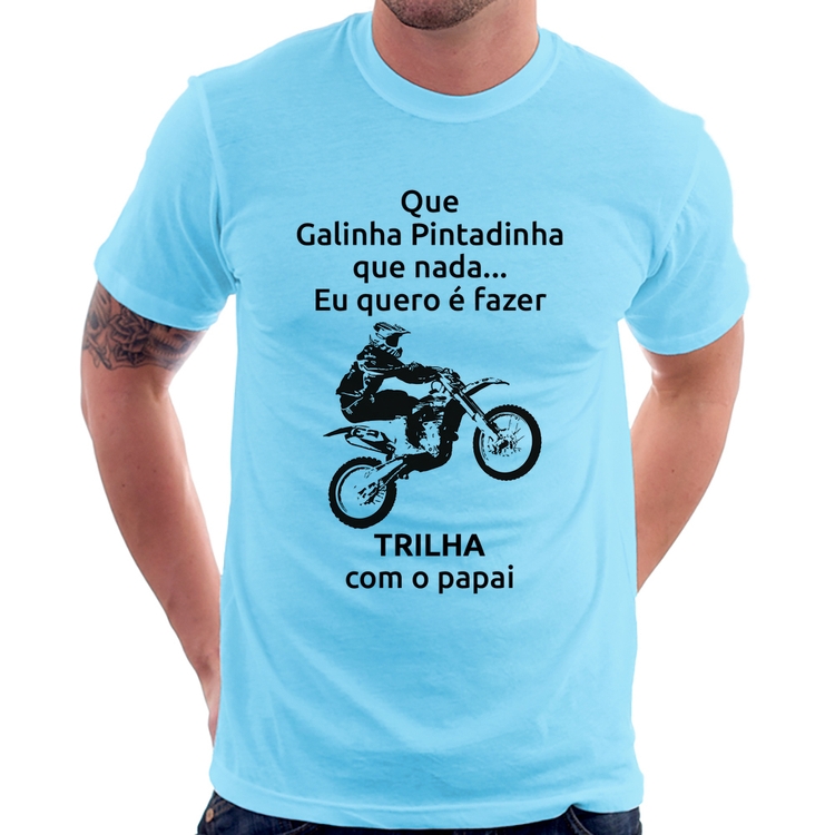 Camiseta Trilha com o papai - Azul Bebê