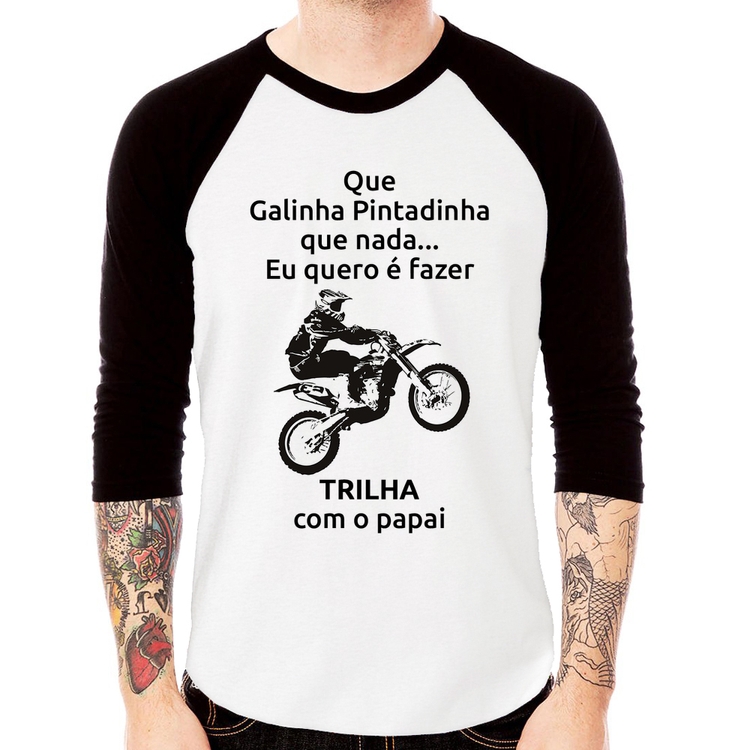 Camiseta Raglan Trilha com o papai Manga 3/4