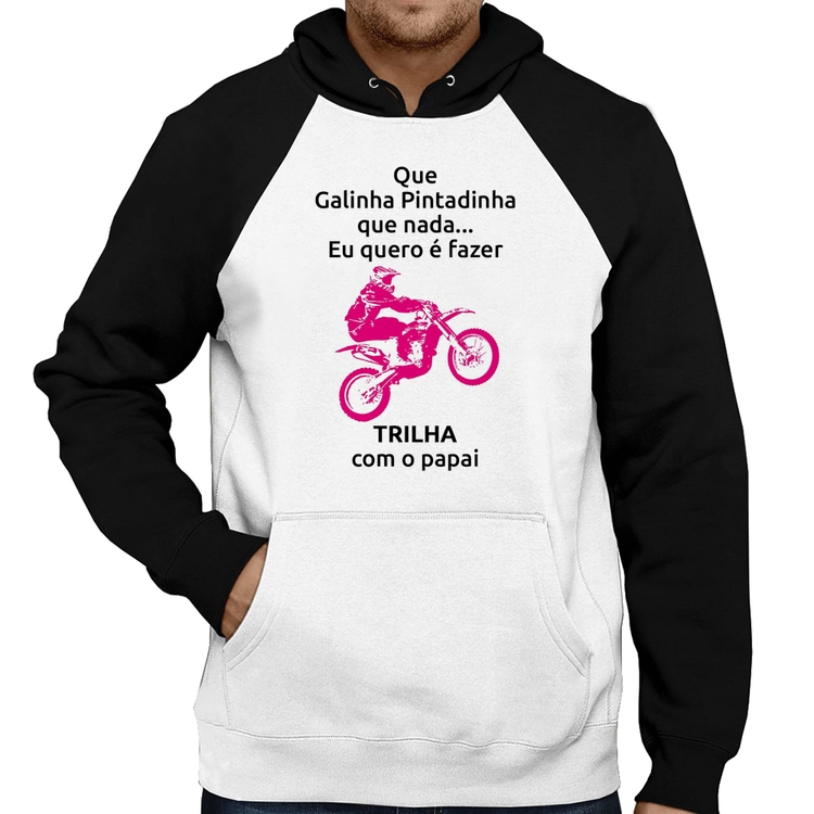 Camiseta Raglan Trilha com o papai (moto rosa)